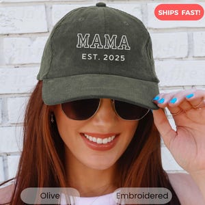 Mama Custom Corduroy Hat Embroidered New Mom Baseball Hat Retro Vintage Corduroy Cap Embroidery Est Date Mommy Personalized Mothers Day Gift