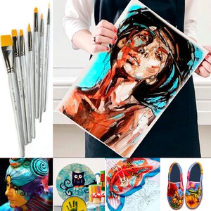 Art Paint Brushes for Acrylic Painting Watercolor Oil Gouache - Body and Face Paint Brushes for Adults Kids Best Artist Paint Brush Set 7pcs image 4