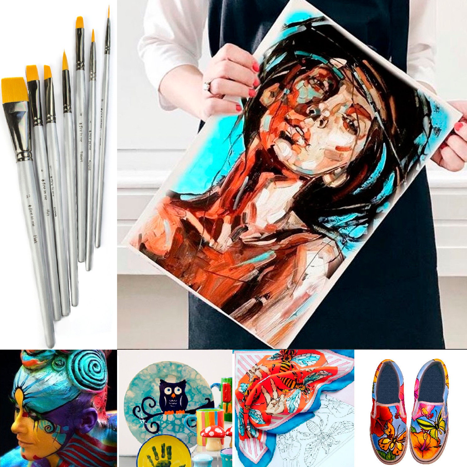 Professional Artist Paint Brush Set of 12 - Painting Brushes Kit for Kids, Adults Fabulous for Canvas, Watercolor & Fabric - for Beginners