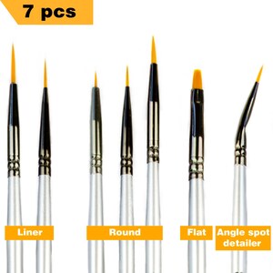 Pincéis de pintura em miniatura - Conjunto de pincéis de pintura para pequenos detalhes - 7 pincéis de pintura modelo para pintura em miniatura, kits de pintura de arte de detalhes finos