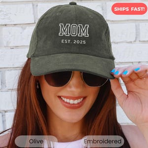 Mama Custom Corduroy Hat Embroidered New Mom Baseball Hat Retro Vintage Corduroy Cap Embroidery Est Date Mommy Personalized Mothers Day Gift