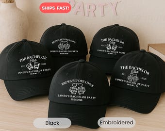 The Bahelor Club Custom Groom Hat Embroidered Bachelor Party Hat Wedding Hats Personalized Matching Groomsman Proposal Bachelor Party Favor