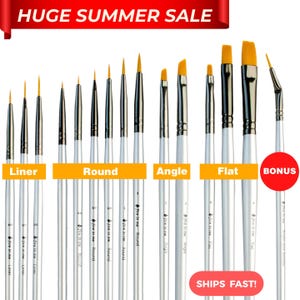 Small Miniature Paint Brushes - Detail Paint Brush Set of 14 pcs +1 Free, Tiny Mandala Paint Brush for Detailing - Acrylic Watercolor Oil