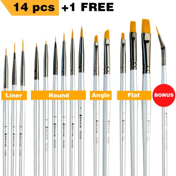 Small Miniature Paint Brushes Detail Paint Brush Set of 14 Pcs 1 Free, Tiny  Model Paint Brush Set for Detailing Acrylic Watercolor Oil 