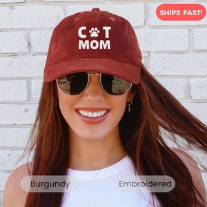 Custom Cat Mom Embroidered Corduroy Hat Cat Embroided Cap Cute Custom Pet Lover Gift for Cat Mom Baseball Cap Personalized Cat Mama Hat
