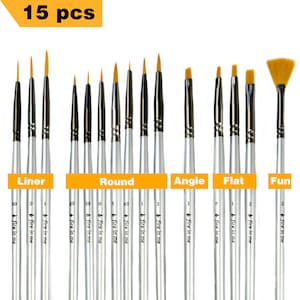 Juego de pinceles para pintar detalles, 15 piezas, juego de pinceles para pintar miniaturas, pinceles pequeños para modelos para pintura acrílica, acuarela y óleo, miniaturas, detalles