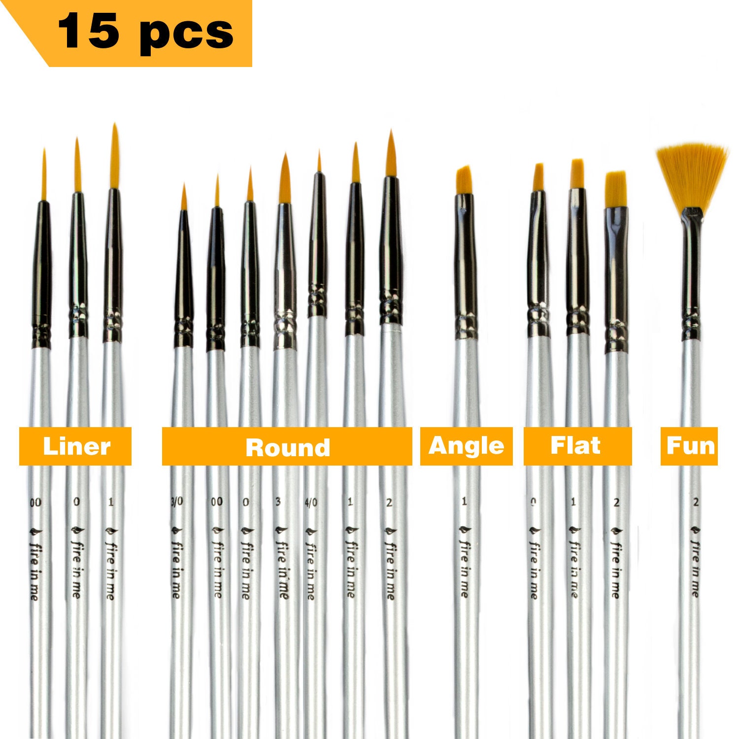 15pcs Miniature Paint Brushes Fine Tip Set for Art Nail Model Craft Oil Painting