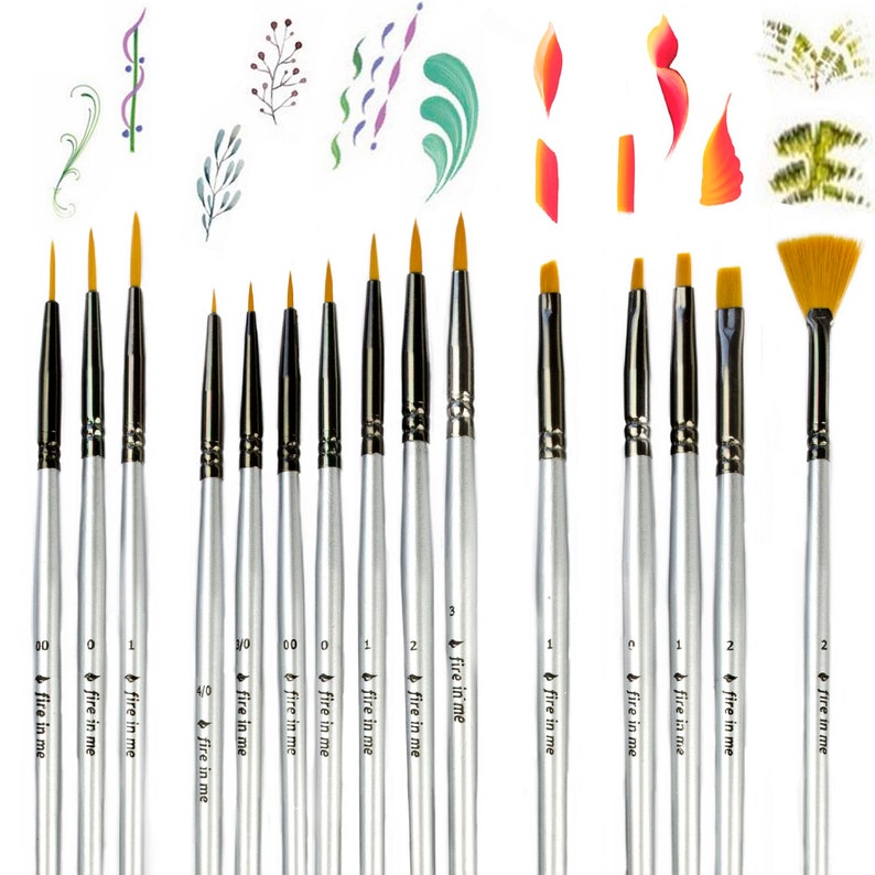 Fine Detail Paint Brush Set 15 Pcs Art Miniature Paint Etsy