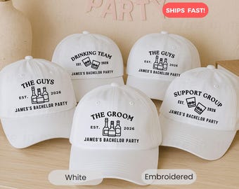 Custom Groom Hat Embroidered Drinking Team Bachelor Party Hat Wedding Hats Personalized Cap Matching Support Team Hat Bachelor Party Favor