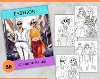 Fashion Coloring Pages for Adults and Teens Printable Fashion Coloring Sheets Digital Instant Download Coloring Pictures for Women
