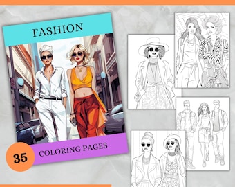 Mode kleurplaten voor volwassenen en tieners Afdrukbare mode kleurplaten Digitale Instant Download kleurplaten voor vrouwen