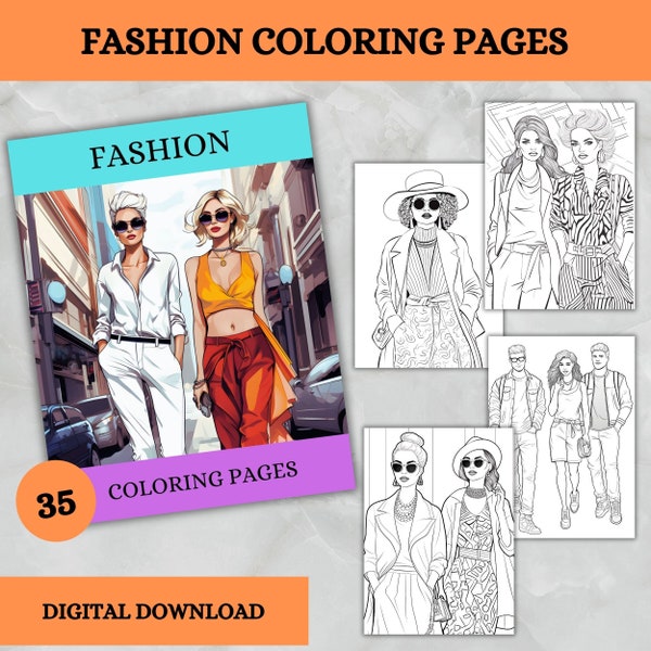 Fashion Coloring Pages for Adults and Teens Printable Fashion Coloring Sheets Digital Instant Download Coloring Pictures for Women