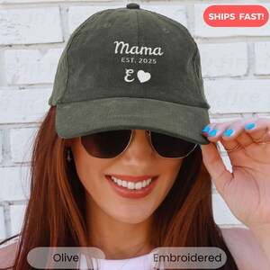 Mama Custom Corduroy Hat Embroidered - Kid Name New Mom Baseball Hat Vintage Corduroy Cap Embroidery Est Date Personalized Mothers Day Gift