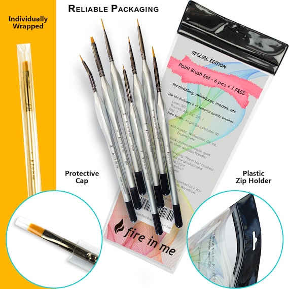 Artist Fine Miniature Paint Brushes Set 6pcs 1 FREE Small 