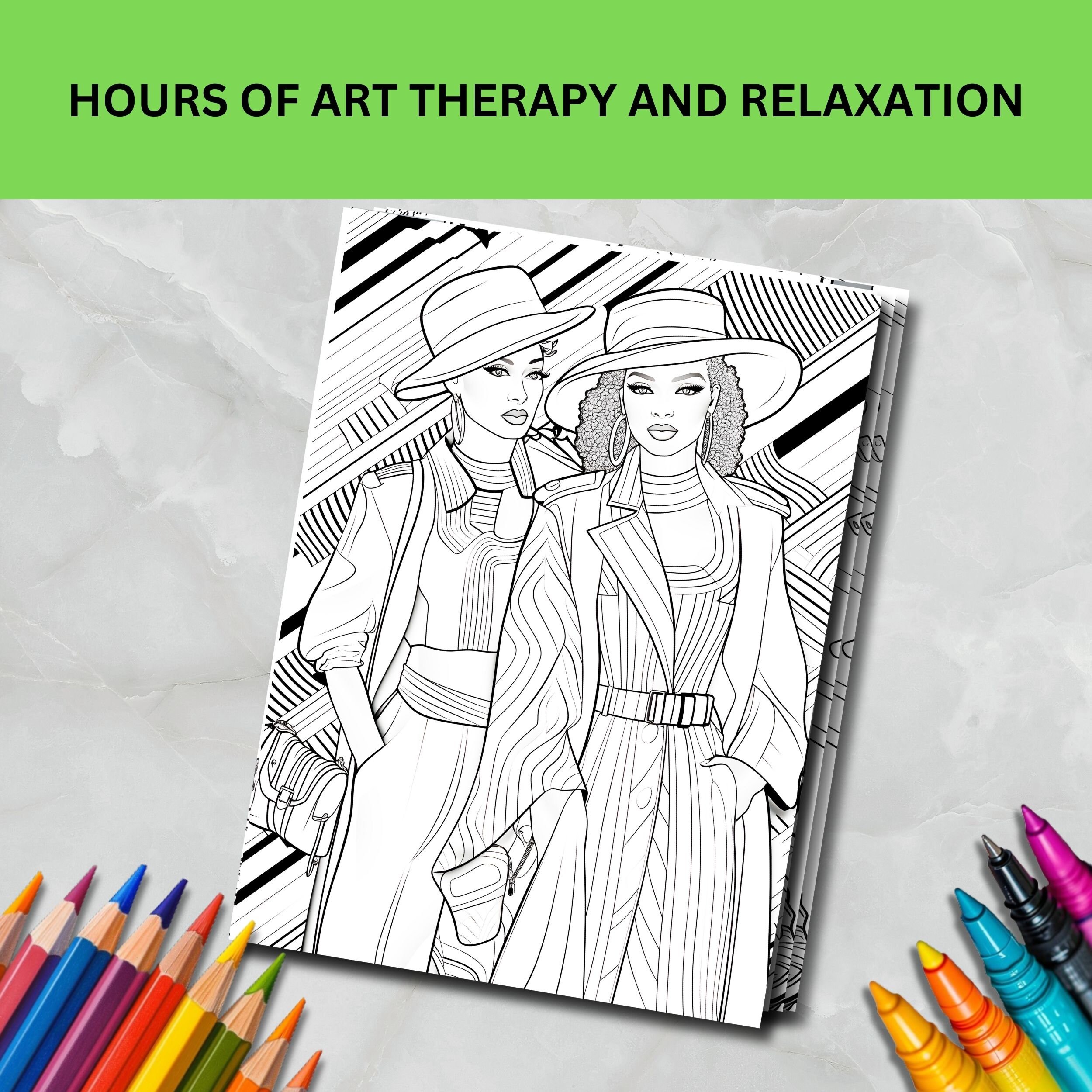 Adult Fashion Coloring Pages Printable Fashion Coloring Sheets Digital ...