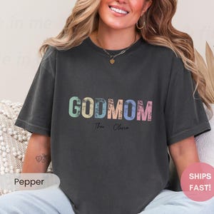 Comfort Colors Custom Godmother T-shirt, Godmom Sweatshirt Personalized Godmama Promotion Shirt, Proposal Long Sleeve God Mama Announce Gift