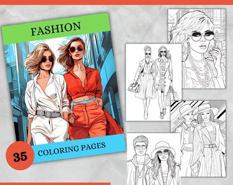 Adult Fashion Coloring Pages Printable Fashion Coloring Sheets Digital Instant Download Coloring Pictures for Women