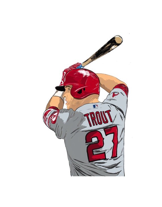 Mike Trout Poster Los Angeles Angels Poster Sports Art Etsy