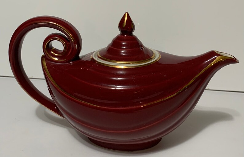 Vintage 1930s Hall Pottery Aladdin Teapot Burgundy C4 Etsy