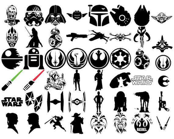 Download Combo 45 Star Wars Svg Star Wars Bundle Star Wars Silhouette Etsy
