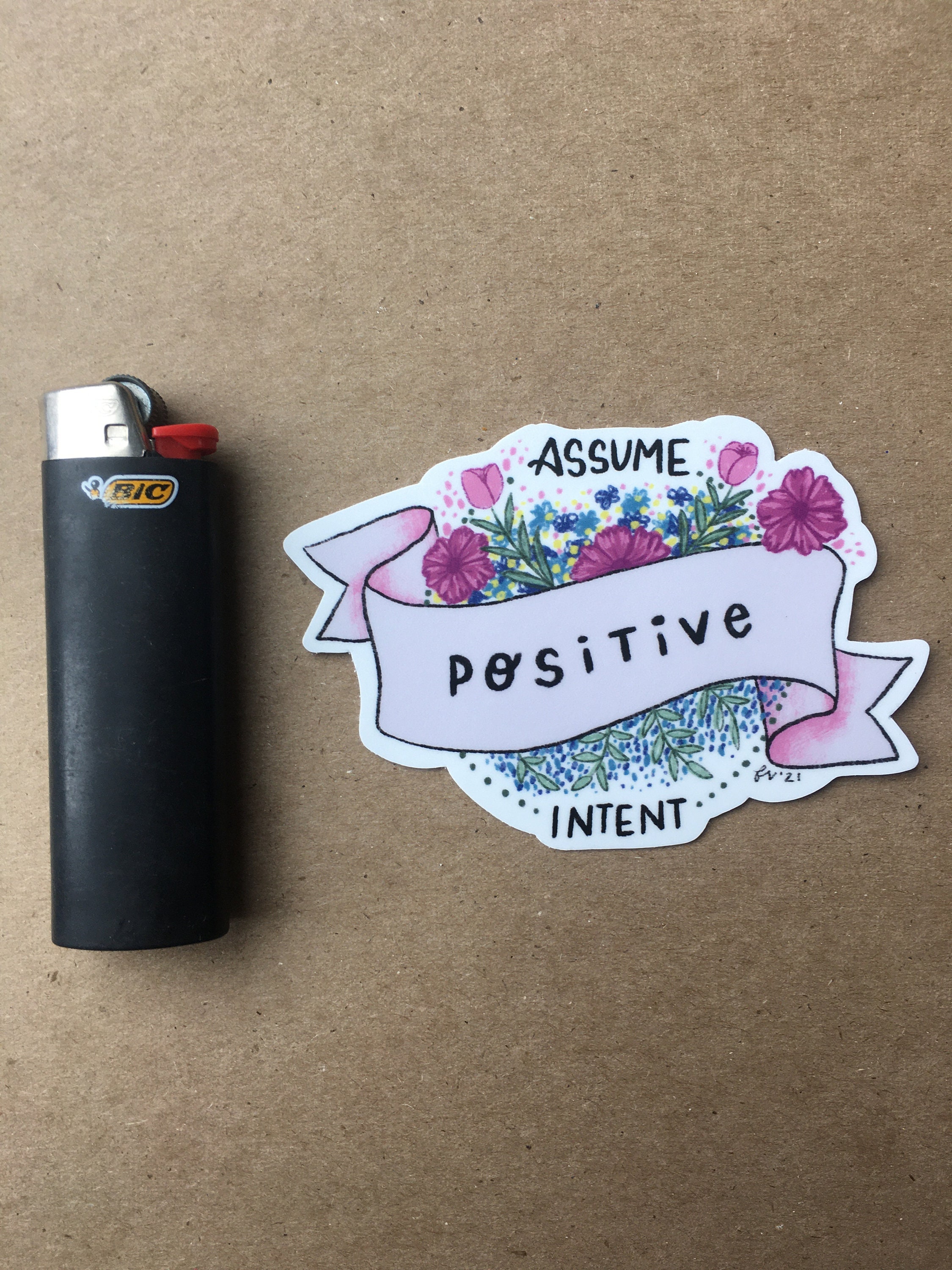 Assume Positive Intent Banner Laptop Sticker Pink Floral - Etsy