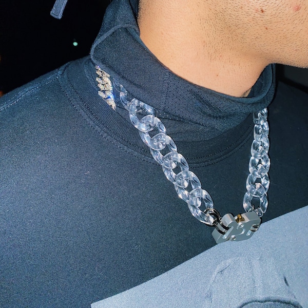 Cuban link    Miami Cuban Chain   Acrylic Necklace Cool  Chain    Clear  Acrylic Necklace    Fashion Unisex Chain Influencer Bad Bunny