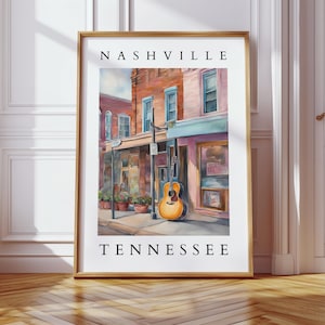 Nashville Tennessee Watercolor Printable | Digital Download Art | Music City Wall Art | Airbnb Wall Art | Tennessee Decor