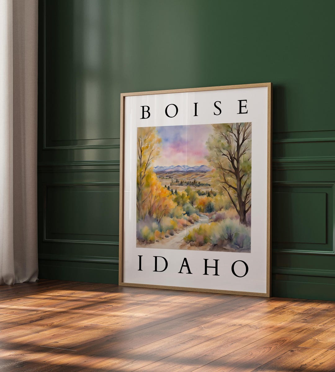 Boise Idaho Watercolor Wall Art Print | Mountain Landscape Wall Art ...