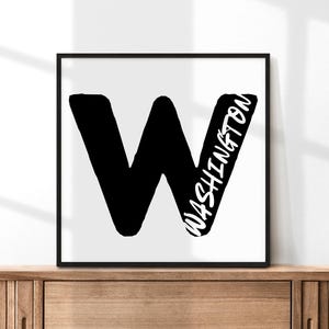 Washington Wall Art | Washington State Print | Modern State Letter Art | Minimalist WA Typography | Digital Download