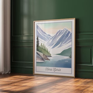 Kenai Fjords National Park Printable | Glacier Watercolor Wall Art | Alaska Landscape Decor | National Park Poster | Digital Download