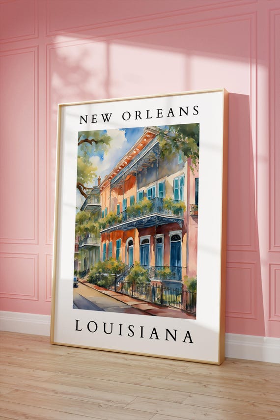 New Orleans Louisiana Watercolor Print | French Quarter Architecture Art | Louisiana Wall Decor | New Orleans Digital Download | Watercolor