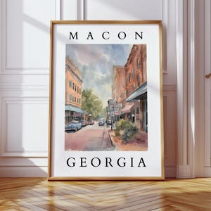 Macon Georgia Watercolor Printable | Historic Street Art | Southern City Decor | Vintage Cityscape Digital Download for Home or Office