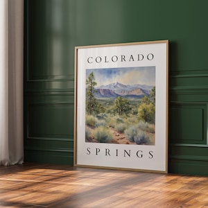 Colorado Springs Watercolor Wall Art Printable | Mountain Landscape Wall Art | Nature-Inspired Digital Download | Colorado Home Decor