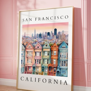 San Francisco Watercolor Print | California Bay Wall Art | California Skyline Art | San Francisco Digital Download for Home Decor