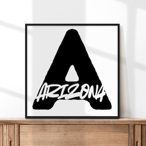 Arte imprimible de Arizona / Póster del estado con letras en negrita / Arte mural moderno de Arizona / Decoración de viaje / Descarga digital