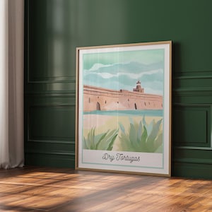 Dry Tortugas National Park Print | Florida Travel Poster | Tropical Beach Art | Fort Jefferson Wall Decor | Digital Download