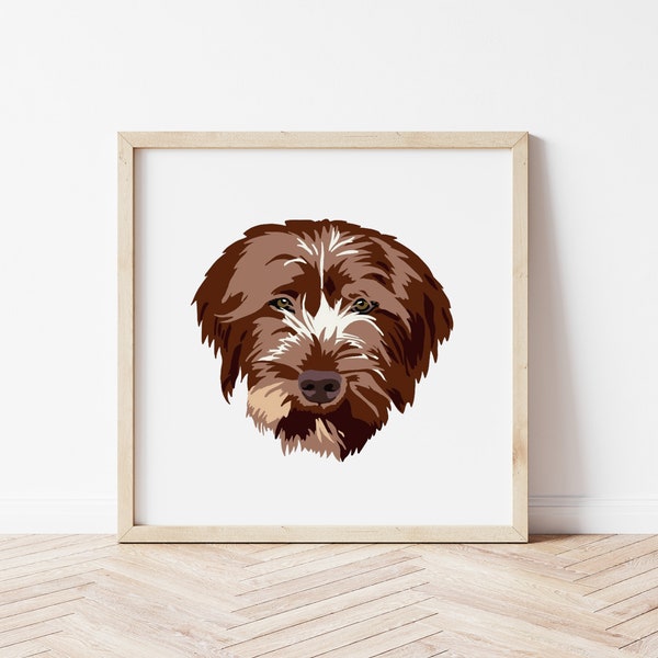 Griffon Dog Printable Wall Art | Square Digital Print | Wirehaired Pointing Griffon | WPG Wall Decor | Original Artwork Instant Download