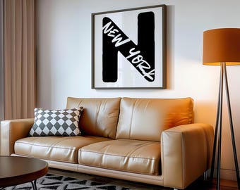 New York Wall Art druckbare Kunst | New York Typographie-Druck | Minimalistischer Stadt Print | Schwarz Weiß NY Poster | Digitaler Download NYC Kunst