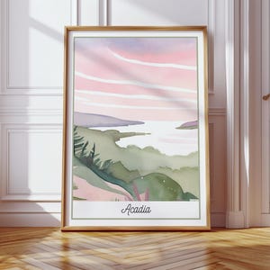Acadia National Park Wall Art | Watercolor Landscape Print | National Park Poster | Coastal Nature Art | Digital Download