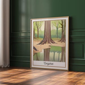 Congaree Nationalpark Poster | Aquarell Wald Wand Kunst | Natur Baum Landschaft Printable | Südcarolina Dekor