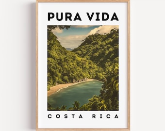 Pura Vida Costa Rica Wand Kunst Printable | Tropisches Strand Poster | Küsten Dekor | Digitaler Download | Reise-Wand-Kunst-Druck