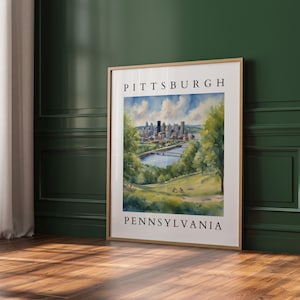 Pittsburgh Print | Pennsylvania Skyline Art | Pittsburgh Wall Art | Cityscape Printable | Digital Download | Watercolor Art