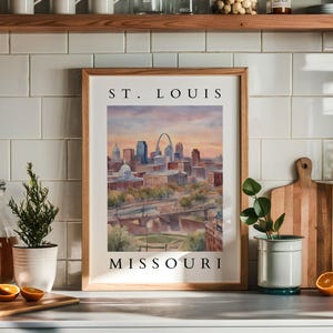 St. Louis Missouri Watercolor Printable | Digital Wall Art | Skyline Artwork | Gateway Arch Decor