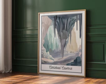 Carlsbad Caverns National Park Poster | Watercolor Cave Wall Art | National Park Printable Decor | Digital Download Landscape Print