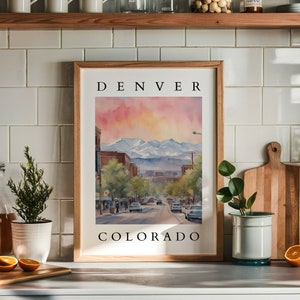 Denver Colorado Watercolor Printable | Mountain City Skyline Wall Art | Digital Download | Urban and Nature-Inspired Home Decor