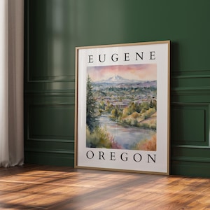Eugene Oregon Wall Art | Mountain Landscape Print | PNW Cityscape Decor | Digital Download