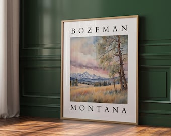 Bozeman Montana Watercolor Printable | Mountain Landscape Art | Montana Wall Decor | Digital Download