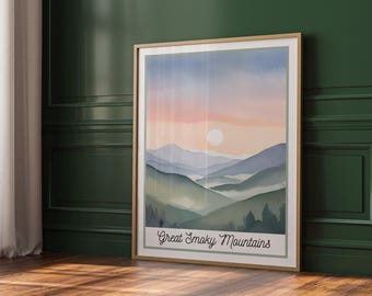 Great Smoky Mountains Wall Art | National Park Printable | Mountain Sunrise Art | Digital Download | Nature Decor | Blue Ridge Mountain Art