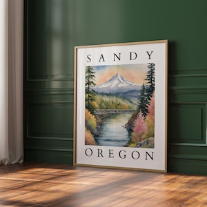 Sandy Oregon Watercolor Printable | Mt. Hood Wall Art | Pacific Northwest Landscape | Digital Download | PNW Decor