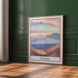 Haleakalā National Park Wall Art | Pastel Hawaii Volcano Poster | Hawaiian Landscape Digital Download Print